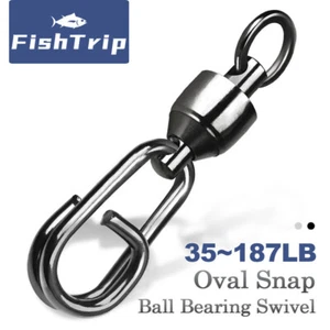 Schwarz Kugellager Wirbel mit Druckknopf 25 ~ 100 Stück Edelstahl Split Ring Köderverbinder - Bild 1 von 15