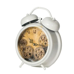 7.5x3x10" Table Clock White Gold Indoor Outdoor Home Decor Tabletop Decoration - Picture 1 of 11