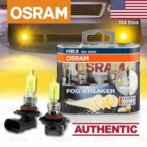2x HB3 OSRAM Fog Breaker DuoBox YELLOW Spot Look Bulbs 2600K Lamps for HIGH BEAM - Picture 1 of 10