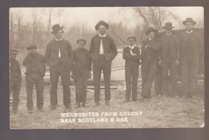 Scotland SOUTH DAKOTA RPPC 1911 MENNONITE COLONY Men Members SOCIAL HISTORY SD - Picture 1 of 2
