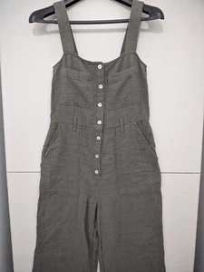 ZARA Jumpsuit Womens XS Olive Straps Wide Straight Gauze Crinkle 100% Cotton Pkt - Picture 1 of 19