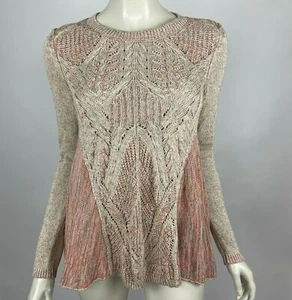 Anthropologie Moth Anita Cable Knit Swing Sweater Long Sleeve Pullover Women XS - Picture 1 of 12