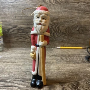 "Lápiz largo de Navidad de 6"" de porcelana vintage adorno de Papá Noel delgado alto" - Imagen 1 de 4