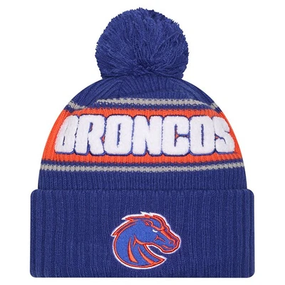Men's New Era Royal Boise State Broncos Bold Cuffed Knit Hat with Pom - Image 1 of 2