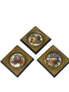 EA Riba Fruit Tile Wood Wall Decor Set of 3 Farmhouse Grapes Strawberries USA - Picture 1 of 9