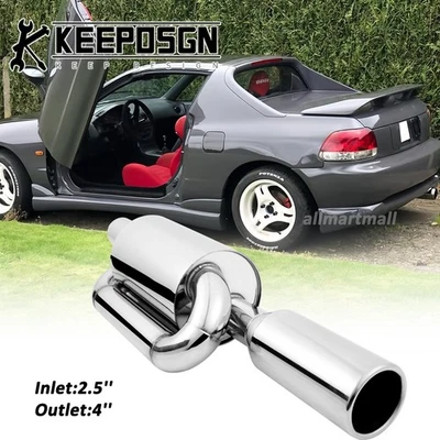 Punta de tubo resonador silenciador escape doble bucle entrada para Honda Del Sol JDM 2,5"" Foto 1 de 4