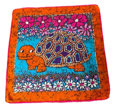 De colección. Pañuelo FISBA años 70 Batik Tortuga Tortuga Terrapin EXC Foto 1 de 4