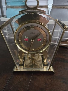 RELOJ CARRUAJE SCHATZ CAJA ALEMANA MECÁNICO 8 DÍAS CON ROSAS ESMALTADAS - Imagen 1 de 7