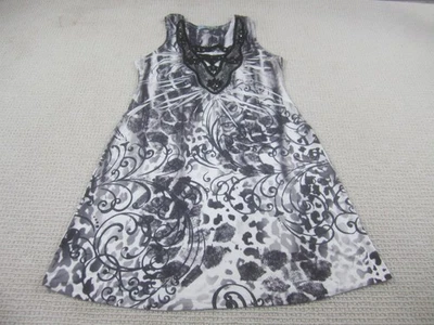 Unity World носить платье женщин большой черный белый без рукавов бисером аппликация богемное - Изображение 1 из 4