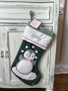 Calza Pinguino Giocoleria Trapuntata Bambini Fienile Ceramica Verde Mono "Lainey" Nuova Senza Etichette OB - Foto 1 di 8
