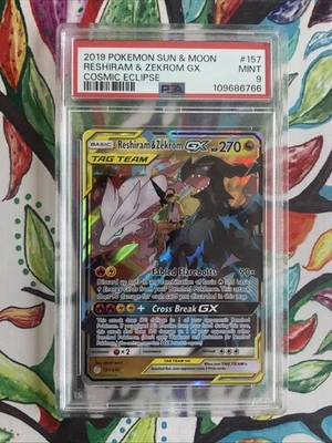 PSA 9 Reshiram & Zekrom GX 157/236 Sm-Cosmic Eclipse Holo - Image 1 of 2