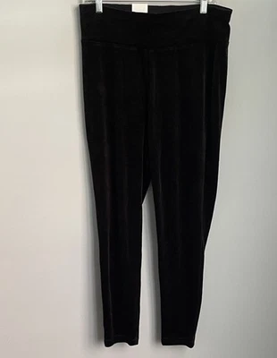New Talbots Black Velour High Rise Pull On Leggings Size Large - Image 1 of 4