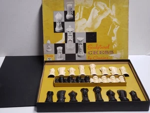Vtg 1957 Pleasantime Sculptured Chess Set By Ganine ''Gothic'' Salon Edition - Picture 1 of 7