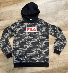 FILA Blue Gray Black Camo Camoflauge Hoodie Boys L 14/16 - Picture 1 of 3