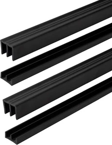 2 Pack Plastic Sliding Door Track Set for 1/4" Thick Panels Sliding Glass Black - Picture 1 of 7