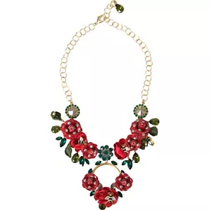 DOLCE & GABBANA Necklace Gold Brass Link Chain RosePetal Crystal Pendant 5400usd - Picture 1 of 9