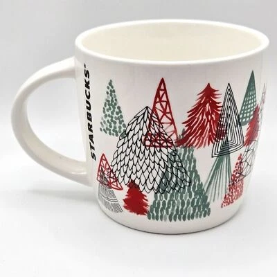 Taza de cerámica geométrica Starbucks Christmas Tree 14 oz 2017 Foto 1 de 4