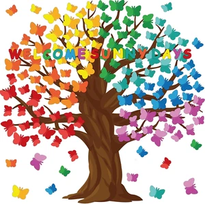 128 Pcs Butterfly Tree Bulletin Board Decorations Spring Classroom Bulletin Boar - Picture 1 of 7