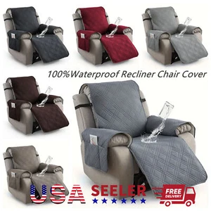 Waterproof Recliner Chair Cover with Pocket Slipcover Reversible Sofa Protector - Picture 1 of 30