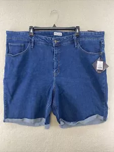 Women's Plus Size High-Rise Jean Shorts - Ava & Viv - Medium Wash 26W - Picture 1 of 4