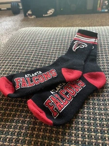 ATLANTA FALCONS 🏈 NFL Licensed Deuce 4 Stripe Mens LARGE 10-13 Long Socks - Picture 1 of 1