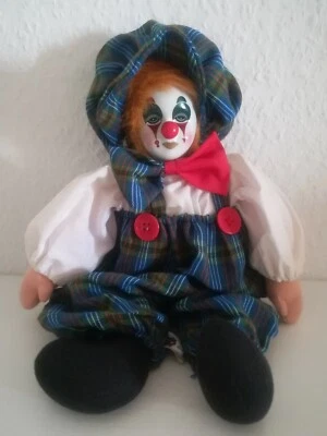 Clown, Harlekin, Puppe, Gilde Handwerk, Porzellankopf, Deko - Bild 1 von 4