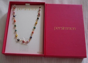 NIB PERSIMMON Protection Evil Eye Necklace Enamel beads gold toned Silver chain - Picture 1 of 1