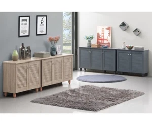 Shoe Storage Cabinet Wooden Grey Oak Footwear Rack Stand Organiser Hall Storage - Picture 1 of 21