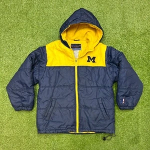 Vintage Pro Tuff Michigan Wolverines Puffer Full Zip M 10-12 Jacket - Picture 1 of 7
