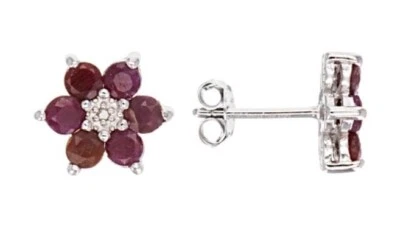 Red Ruby Rhodium Over Sterling Silver Earrings 1.61ctw NEW - Image 1 of 4