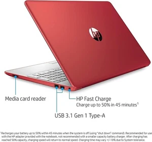 HP 15-DW1083WM 15,6" 128GB, SSD Intel Pentium Gold 6405U, 4GB RAM - Rosso Scarlatto - Foto 1 di 3