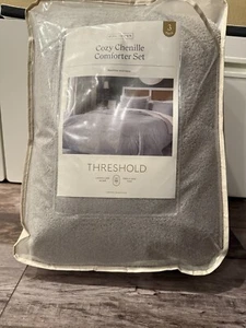Threshold 3pc Traditional Cozy Chenille Comforter & Sham Set Gray - Full/Queen - Picture 1 of 3