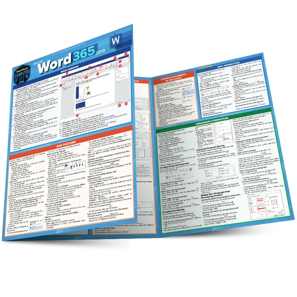 Microsoft Word 365 2019: - Laminated Guide Quickstudy.com Computer - Brand New