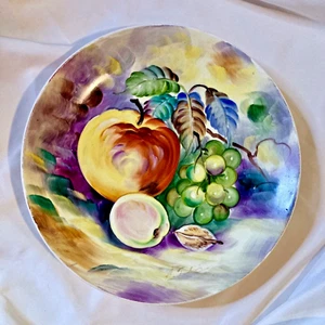 Hand Painted Porcelain Wall Plate Fruit Motif Signed Decorative Cottage Core VTG - Picture 1 of 9