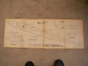 Silent Flight Plans of V-Gnot a vee tail slope soarer model with mag art 1m span - Picture 1 of 3