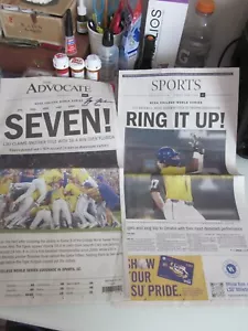 JAY JOHNSON SIGNED 2023 LSU TIGERS NEWSPAPER CWS CHAMPS! SEVEN ! RING IT UP ๐s - Picture 1 of 2