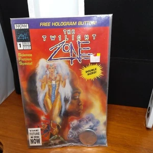 Twilight Zone Science Fiction Special 1P DoubleSized NOW COMICS Hologram Button - Picture 1 of 4
