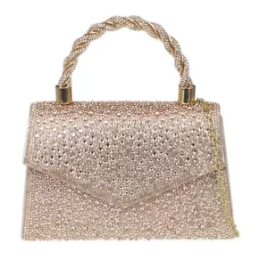 Womens Diamante Twisted Handle Evening Bag Sparkly Clutch Bag Glitter Events - Picture 1 of 31