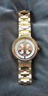 TORY BURCH Reva Womens Gold Watch White Double-T Logo Dial Stainless Steel