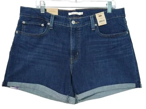 Levis Shorts Womens 24W Blue Denim Classic Bermuda Hypersoft Dark Wash High Rise - Picture 1 of 8