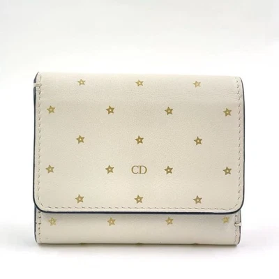 Christian Dior Estrella Patrón Triple Cartera Cuero Blanco Foto 1 de 4