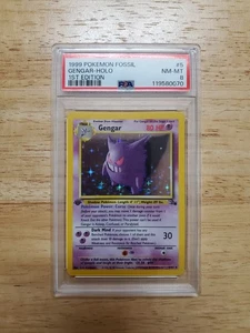 Pokemon PSA 8 NM-MINT 1999 Gengar 1st Edition Fossil Holo Karte Print Dot Error? - Bild 1 von 4