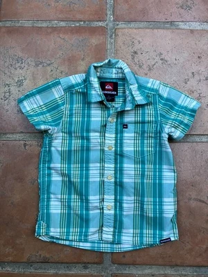 QUICKSILVER кнопка рубашка верхний мальчиков 4 лет аква синий клетку короткий рукав - Изображение 1 из 4