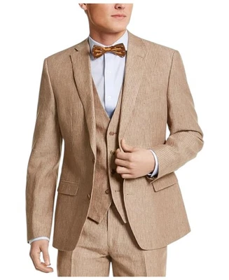 Traje Chaqueta Blazer Bar Iii Para Hombres Calce Ajustado 44 R Beige Rayas Foto 1 de 2