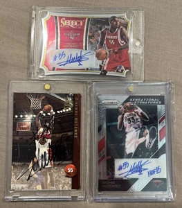 R.I.P 3 Card Autos lot on card and sticker diecut numbered Dikembe Mutombo 🏀☝️ - Picture 1 of 7