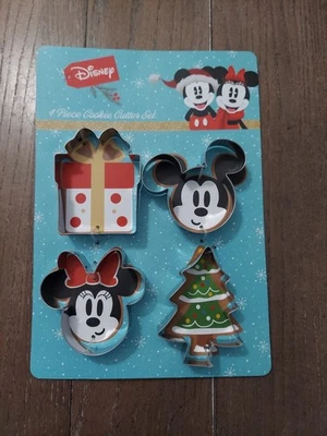 Disney Christmas Mickey & Minnie Mouse 4 Piece Cookie Cutter Set NEW - Image 1 of 3