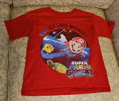 Super Mario Galaxy Out Of This World Long Sleeve Shirt Boys 6/7 tag cut Rare - Image 1 of 4