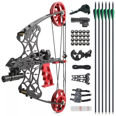 45lbs Mini Compound 18" Bow Dual-use Steel Ball Arrows Archery Fishing Hunting - Image 1 of 4