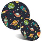 Mouse Mat & Coaster Set - Cartoon Space Rocket Planets Stars  #44538