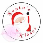 Santa Kisses Father Christmas Round Stickers Labels Seals Gift Tags Xmas